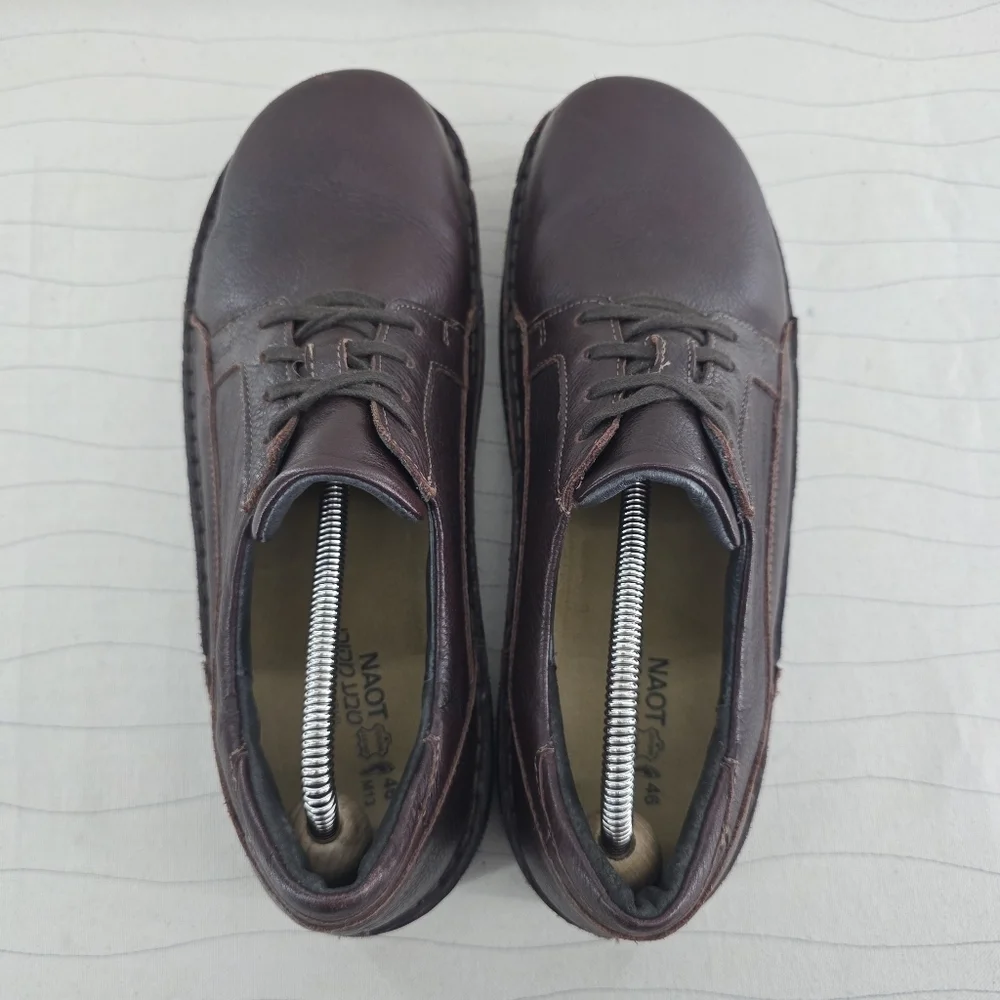 NAOT Mens Olaf Lace‑Up Dark Brown Leather Shoes Made in Israel Size 13 US/ 46 EU